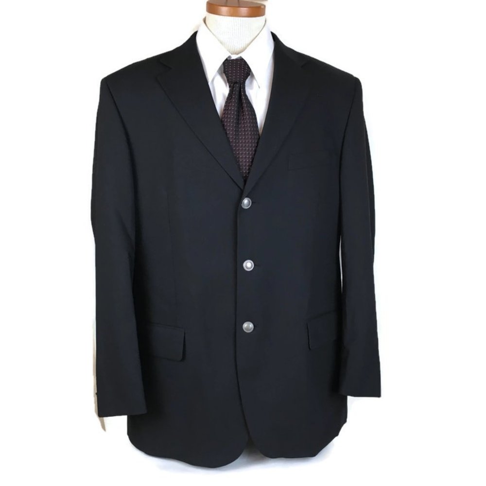 Montefino  Sport Coat Size 42R Black Merino Wool